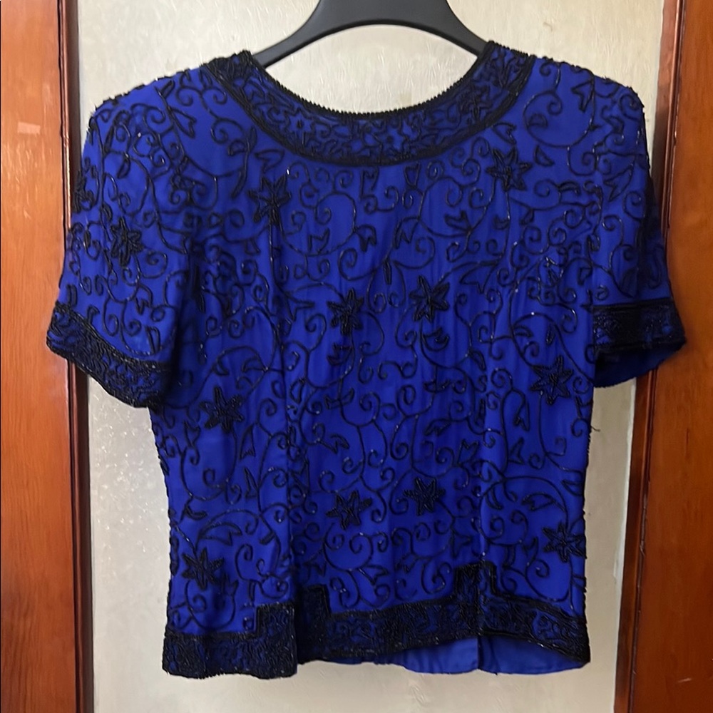 Elegant Blue Embroidered Women's Top